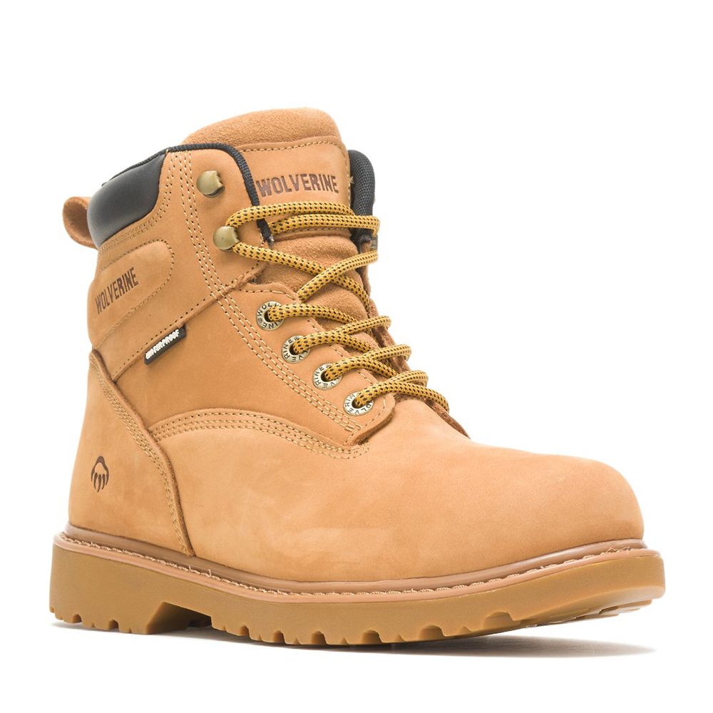 Wolverine Men's Floorhand Waterproof 6 Inch Boots with Steel Toe (Wheat/Tan) from Columbia Safety